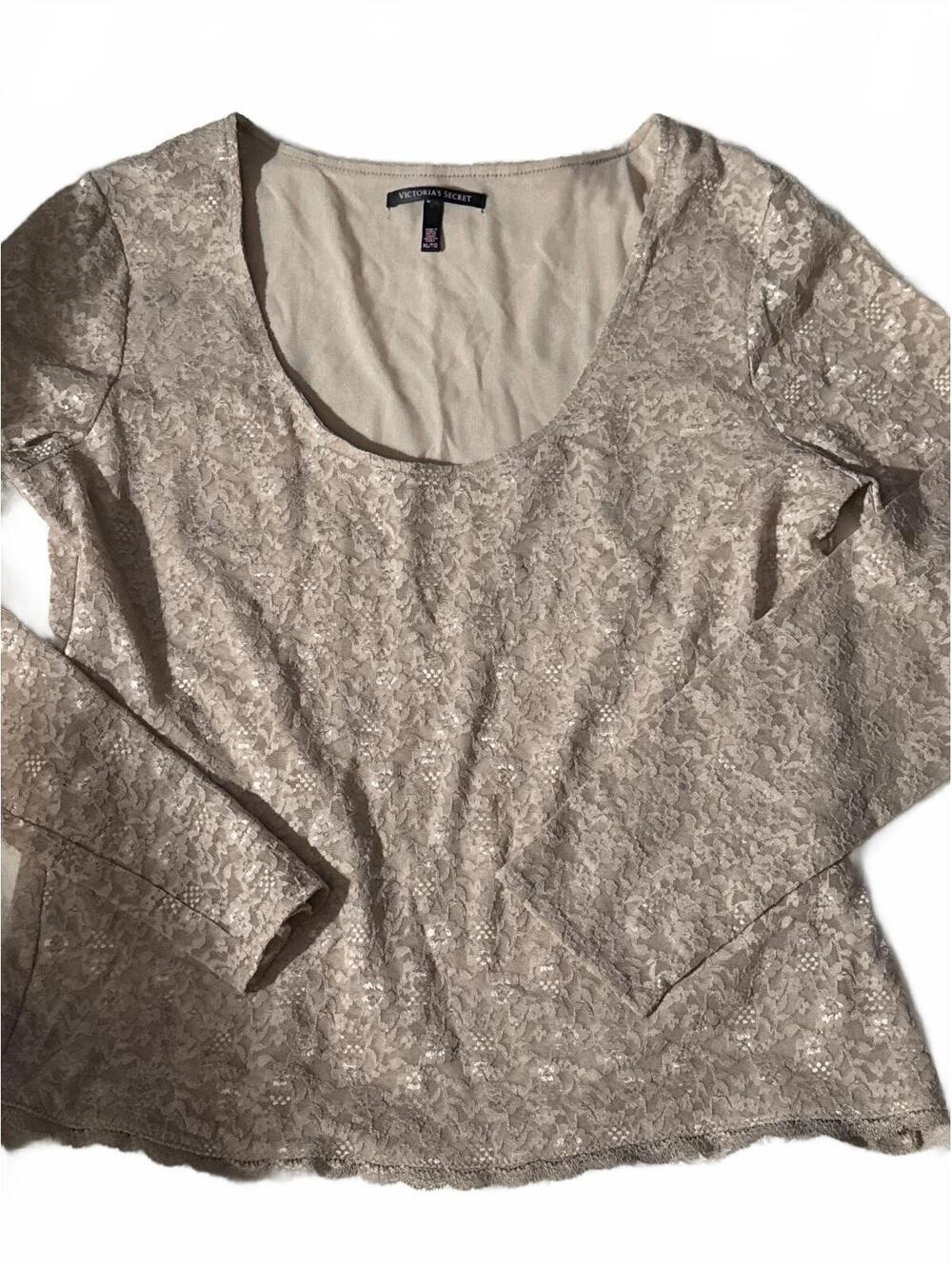 Victoria's Secret Women's Beige Lace Long Sleeve Top Size XL